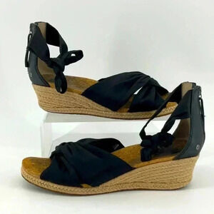 UGG Black Espadrille Wedge Sandals